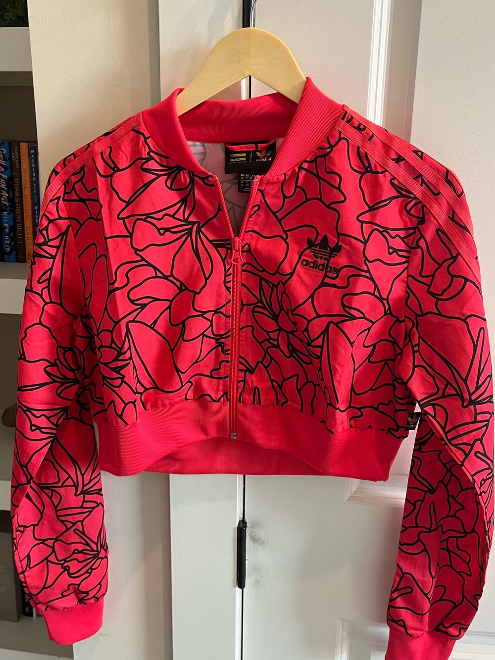 adidas Originals X Pharrell Williams Dear Baes Red Black Floral Crop Jacket